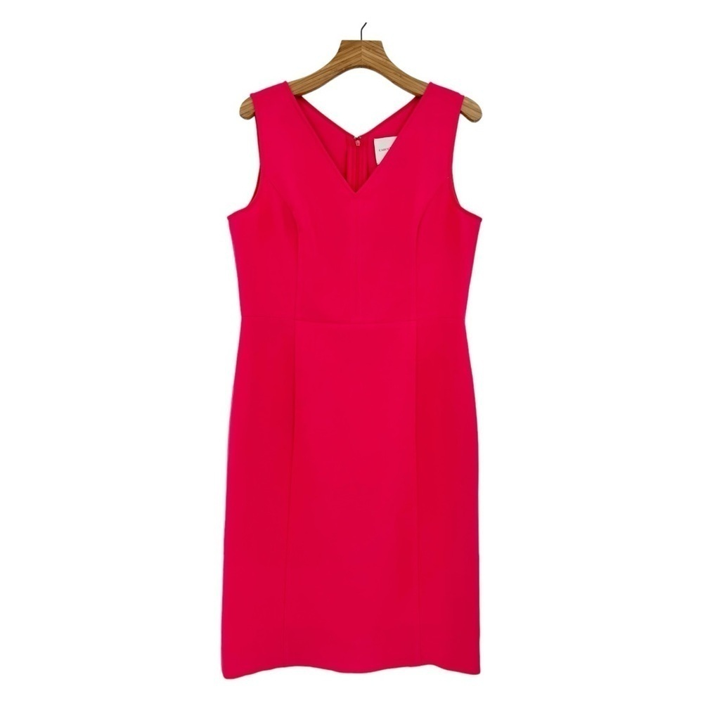 Carolina Herrera Buisness Office V-Neck Sleeveless Sheath Dress in Pink Size 14